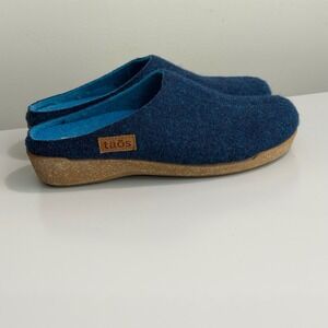 Taos Woolly Navy Blue Wool Clog Slippers Mules Made in Spain Womens 9-9.5 EUR 40